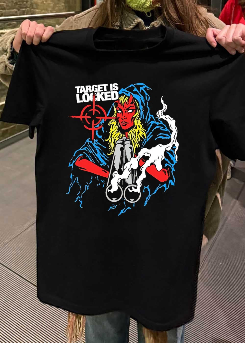 Department Devil Woman Aiming Shotgun Target Is Locked T-Shirt