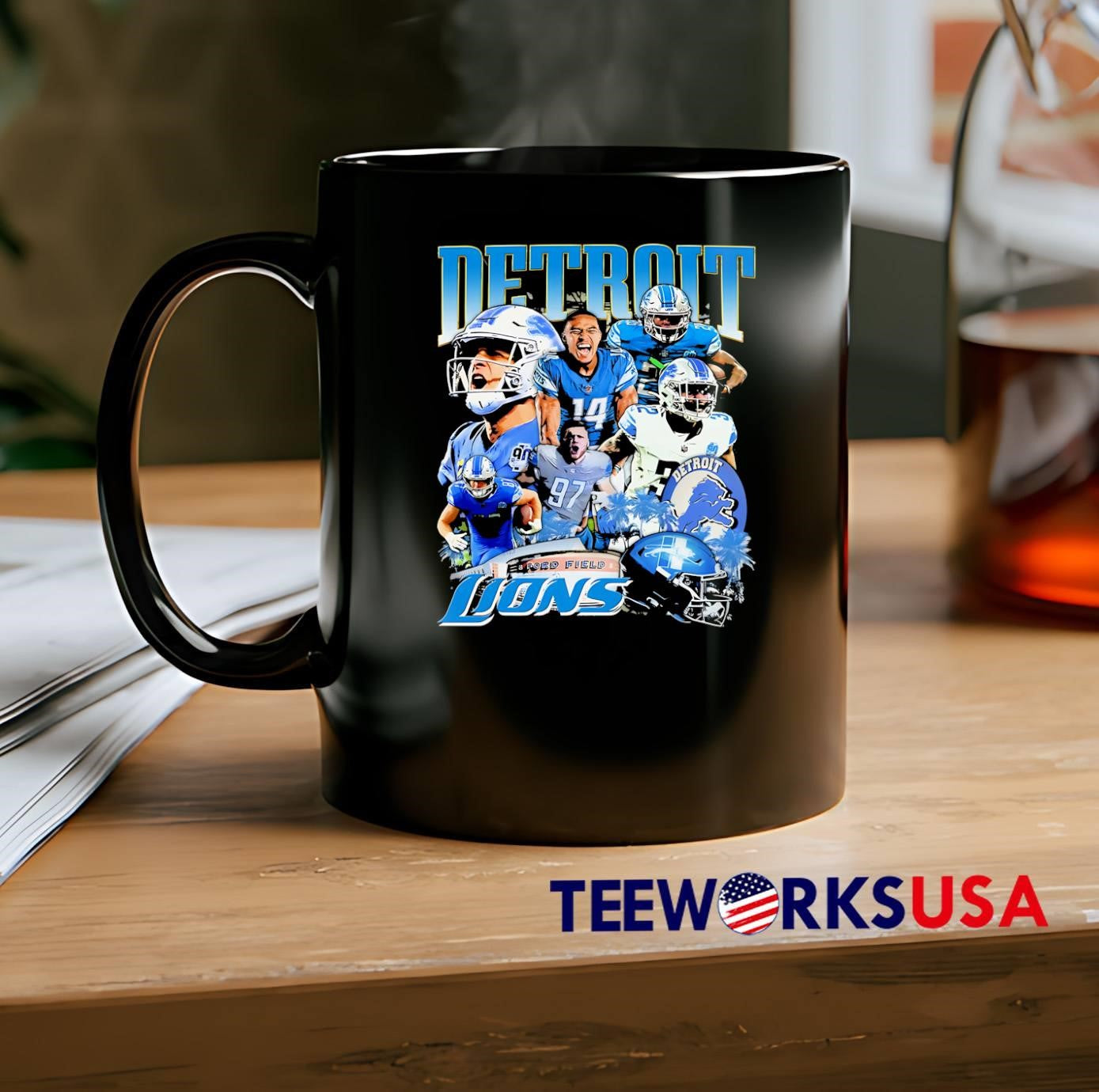 Detroit Lions Football Player Collage Fan Art Detroit Lions T-Shirt