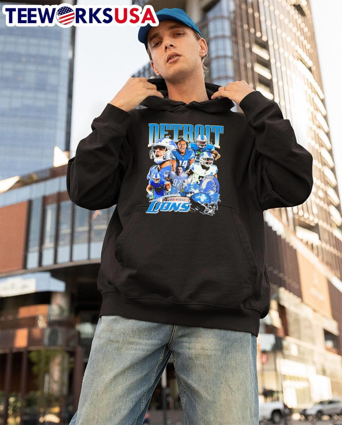 Detroit Lions Football Player Collage Fan Art Detroit Lions T-Shirt