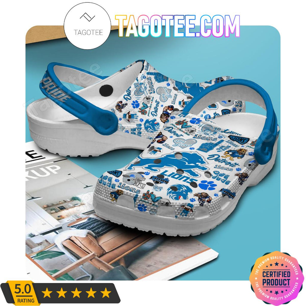 Detroit Lions One Pride Football Crocs Clogs