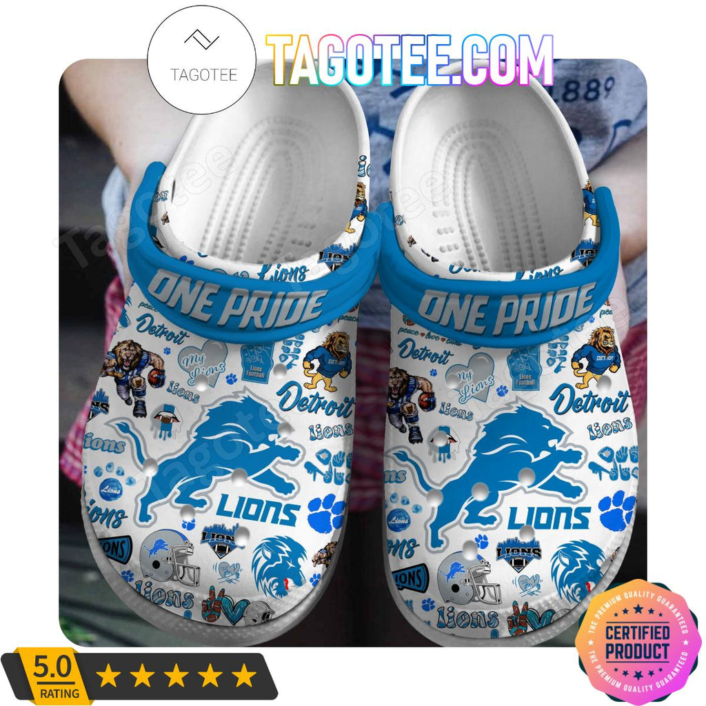 Detroit Lions One Pride Football Crocs Clogs