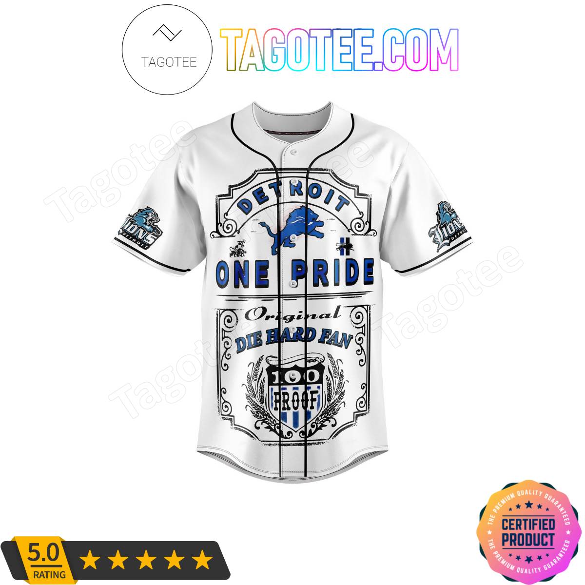 Detroit Lions One Pride Original Die Hard Fan Baseball Jersey