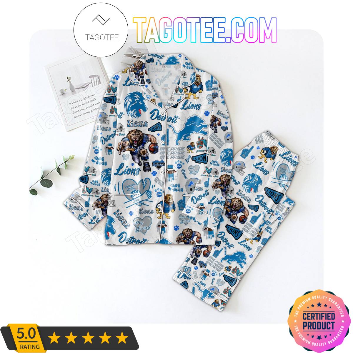 Detroit Lions Pattern Pajama Sets Sleepwear