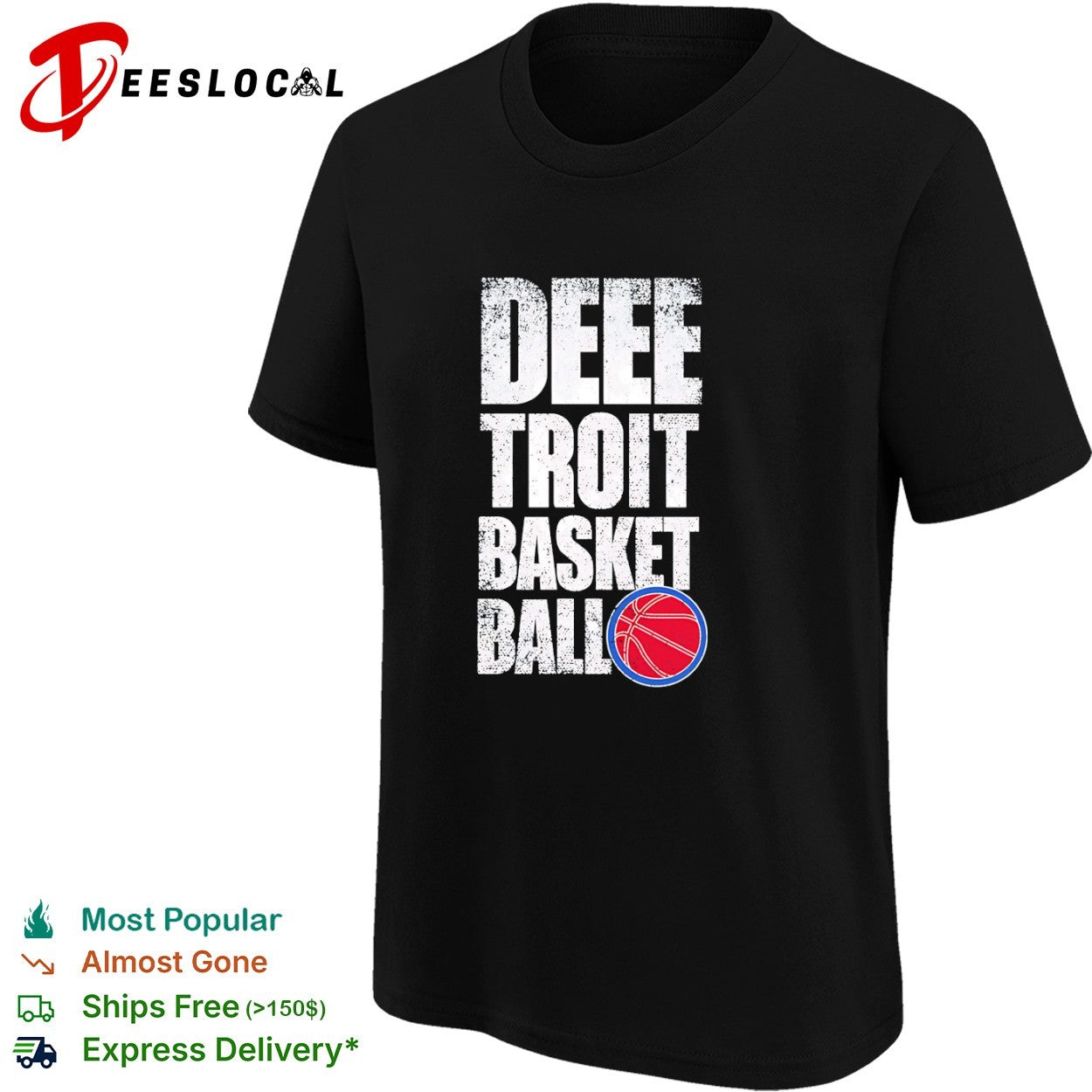 Distressed Deee-Troit Basketball Logo Detroit Pistons shirt