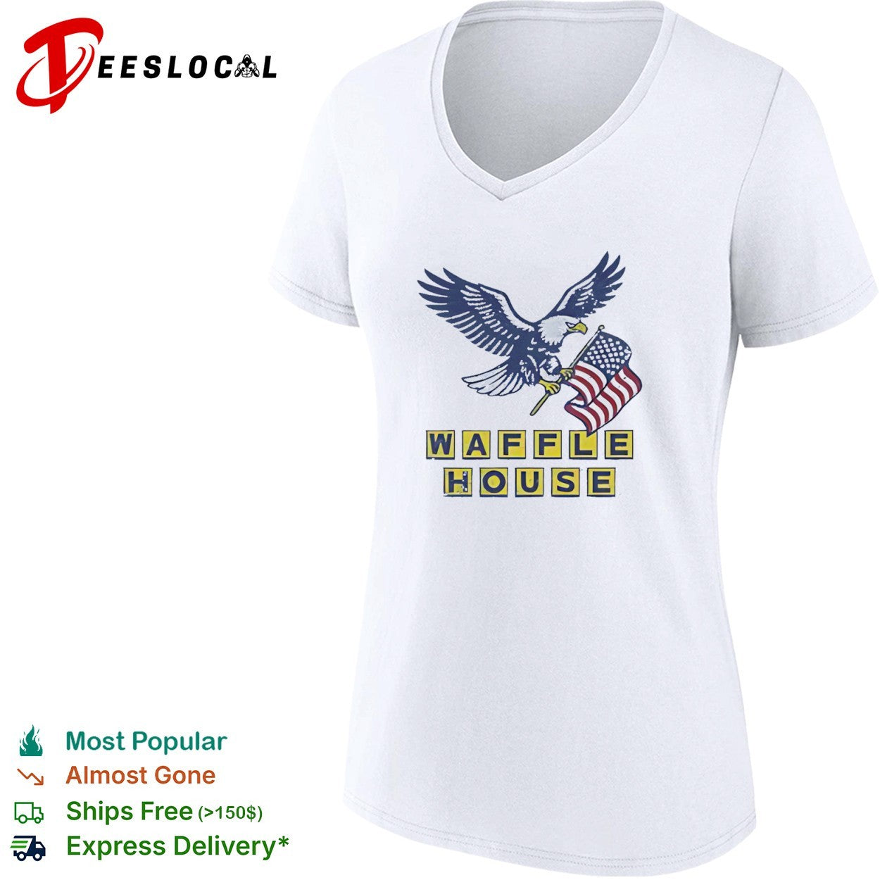 Distressed Waffle House Eagle with American Flag shirt