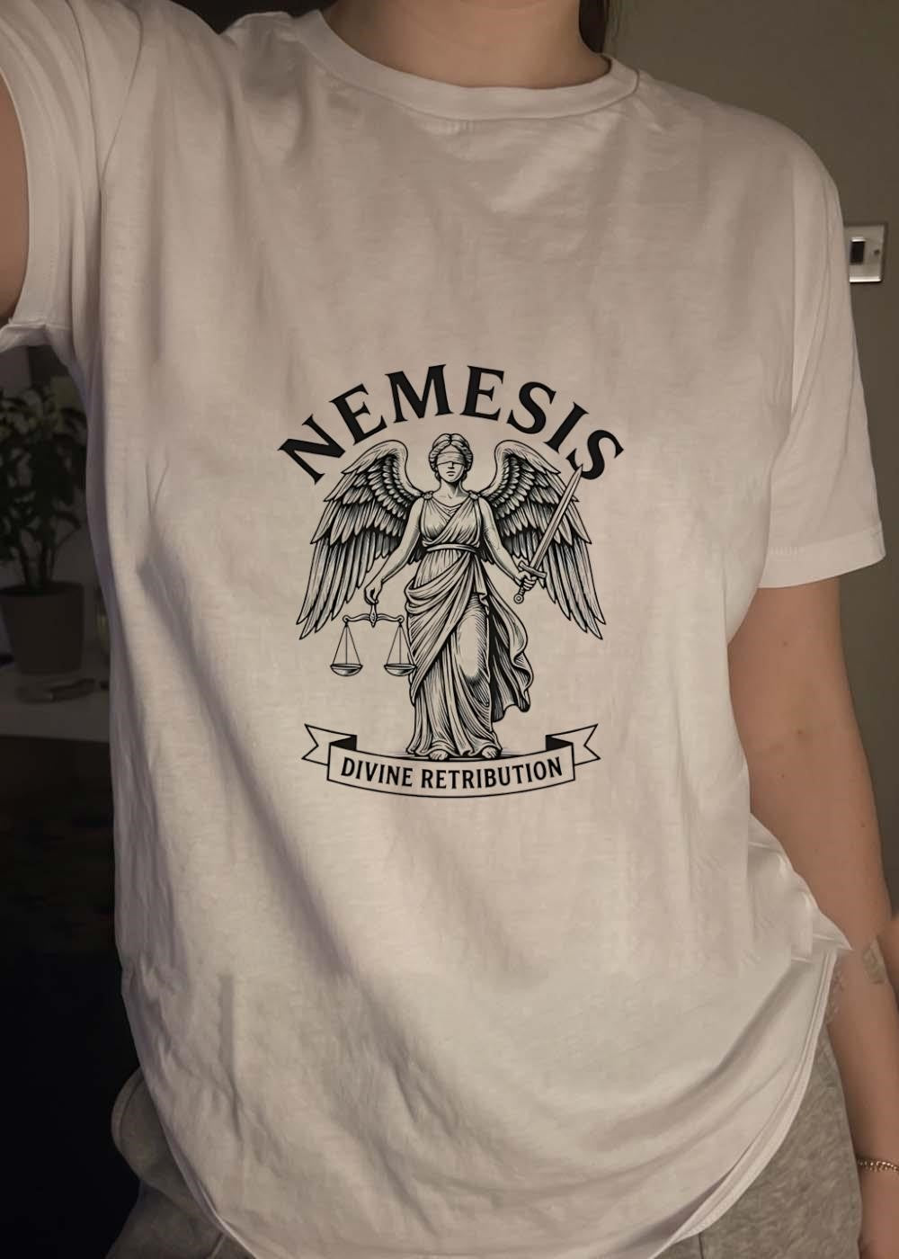 Divine Retribution Nemesis Angel Sword Scales shirt