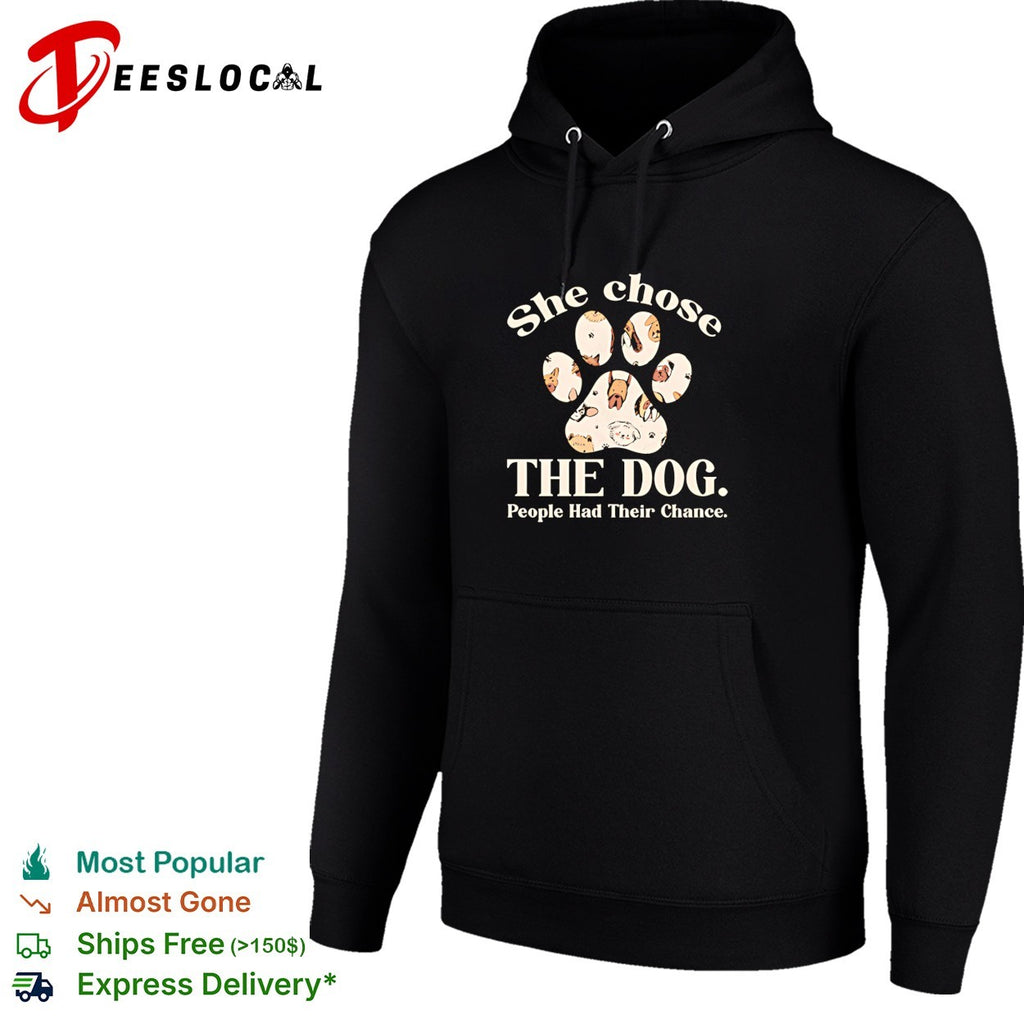 Dog breed paw print collage she chose the dog people had their chance shirt