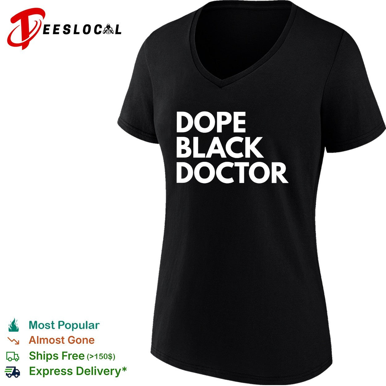 Dope black doctor bold stacked statement quote typography medical pride shirt