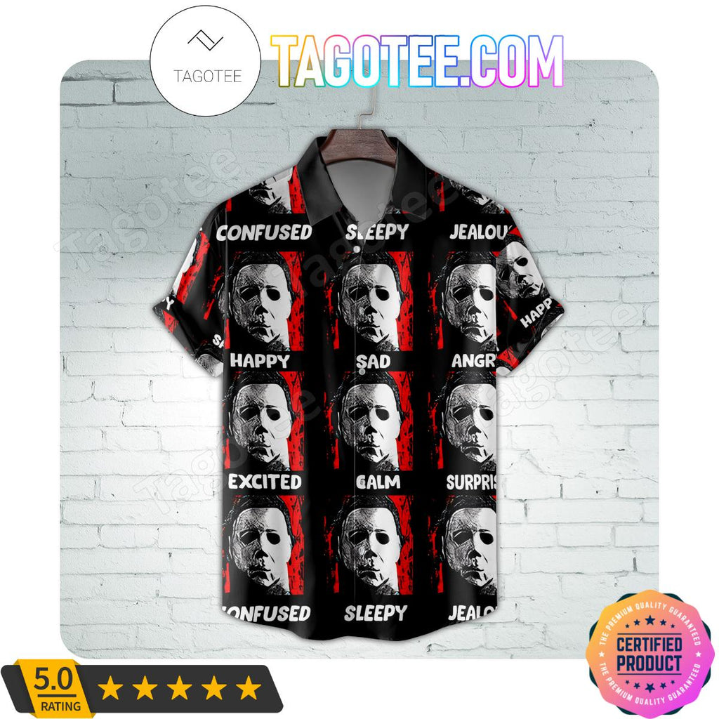 Faces Of Michael Myers Confused Sleepy Jealous Men Aloha Casual Shirt