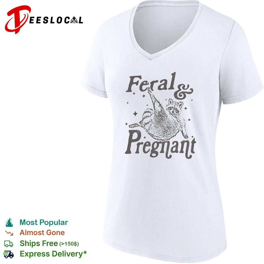 Feral and Pregnant Raccoon animal trash panda shirt