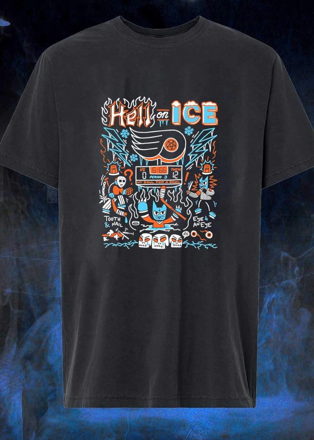 Fl12 Hell on ICE US 0 666 Them 12 Period 3 My Soul for a Goal Tooth Nail Eye 4 an Eye Philadelphia Flyers T-Shirt