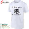 Forgiven but still feral raccoon face peeking over ledge illustration shirt