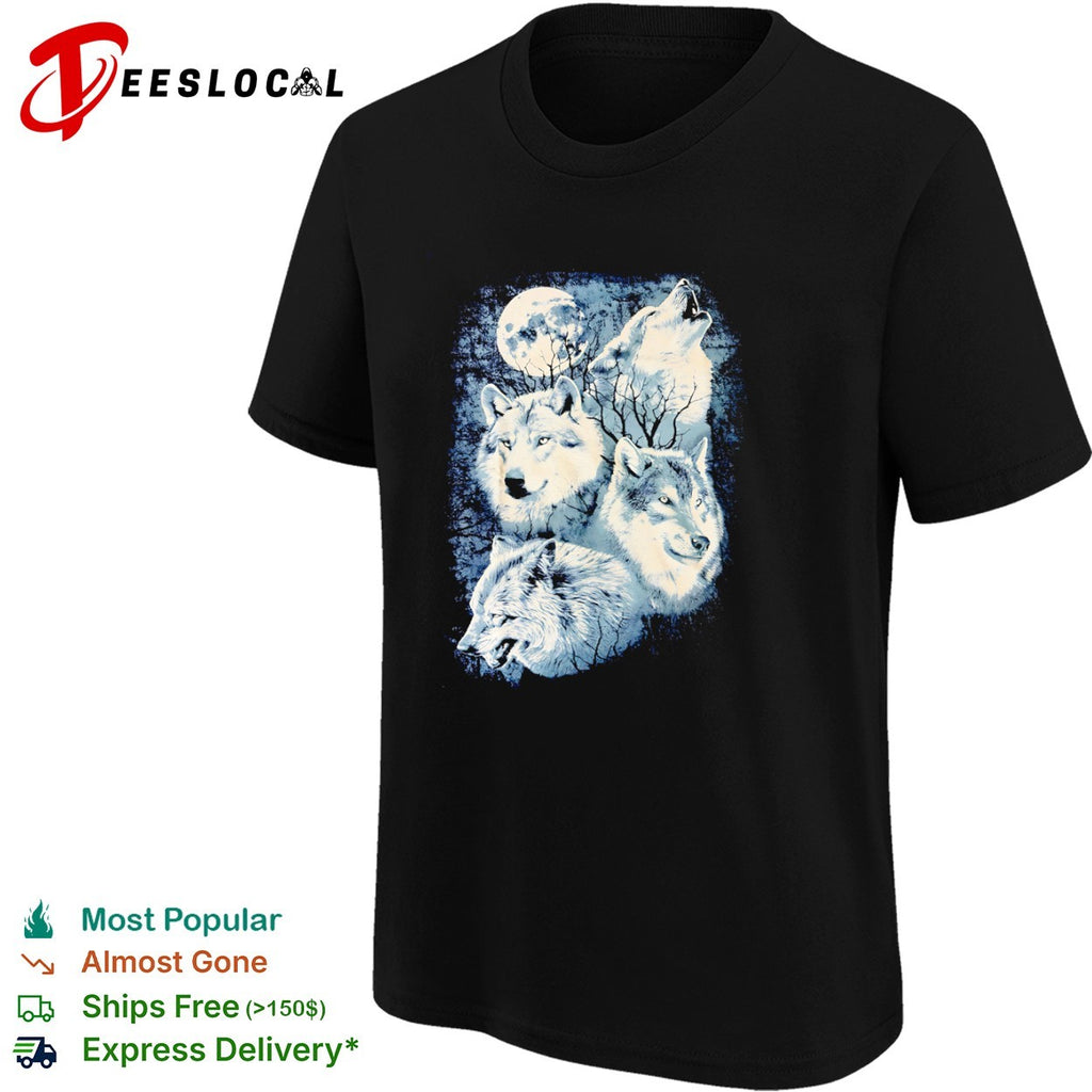 Four Wolves Howling at the Moon shirt