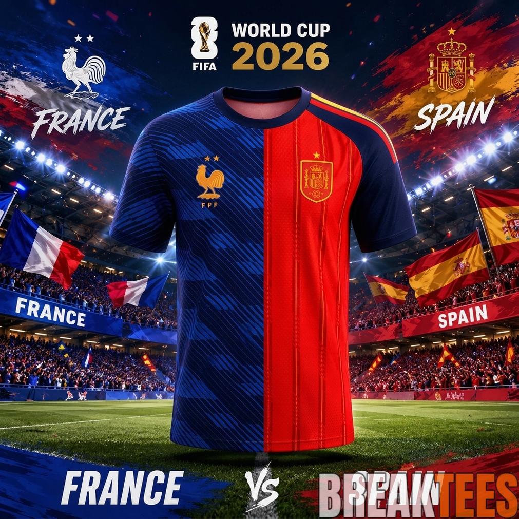 France Vs Spain 2026 World Cup Mashup Split Soccer Jersey