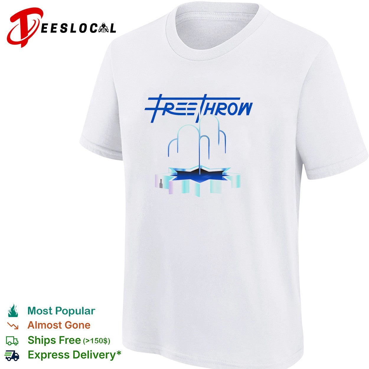 Free Throw band logo with abstract three tiered fountain graphic shirt