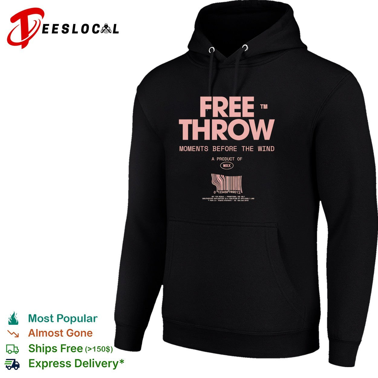 Free Throw moments before the wind a product of Wax promotional barcode label shirt