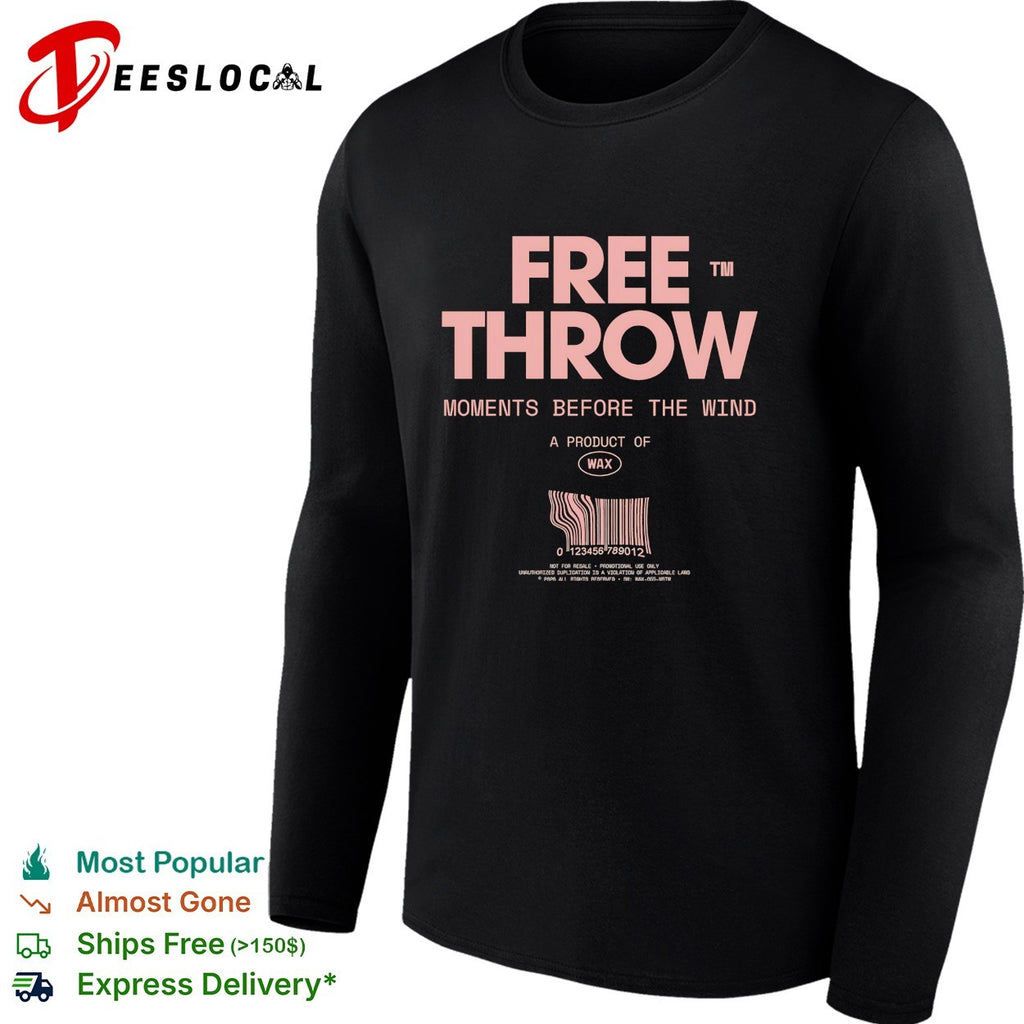 Free Throw moments before the wind a product of Wax promotional barcode label shirt