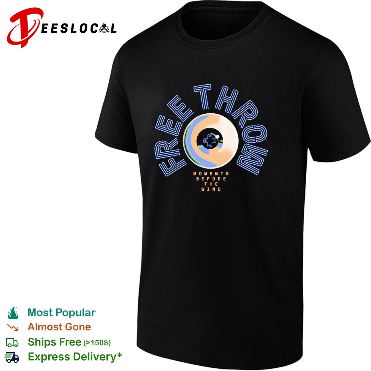Free Throw moments before the wind circular vinyl record and eye emblem shirt