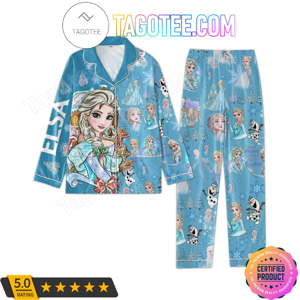 Frozen Elsa Have A Magical Christmas Full Of Sparkles Shirt Pant PJ Pajamas Set