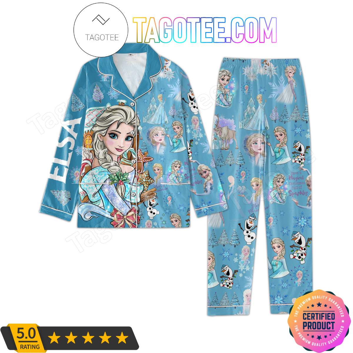 Frozen Elsa Have A Magical Christmas Full Of Sparkles Shirt Pant PJ Pajamas Set