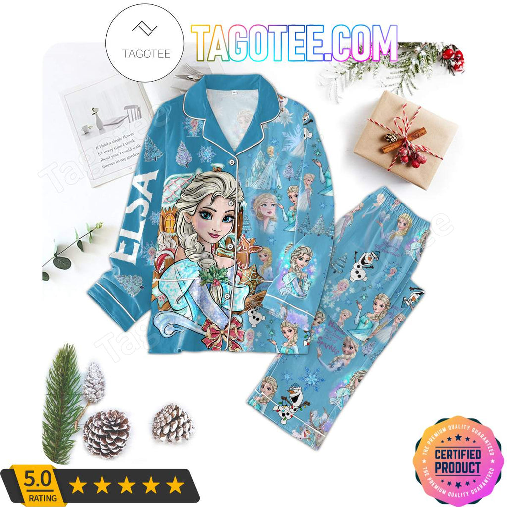 Frozen Elsa Have A Magical Christmas Full Of Sparkles Shirt Pant PJ Pajamas Set