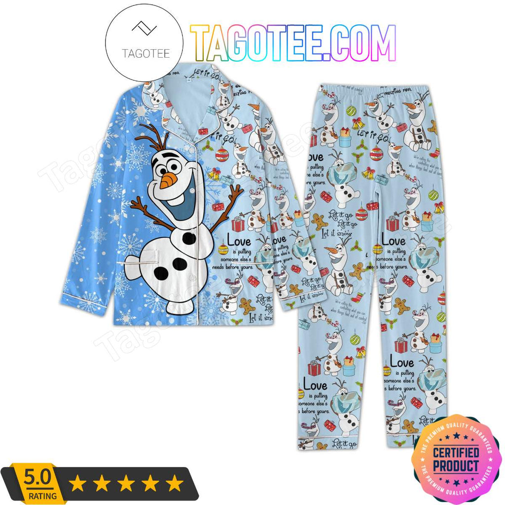 Frozen Olaf Let It Go Christmas Shirt Pant PJ Pajamas Set