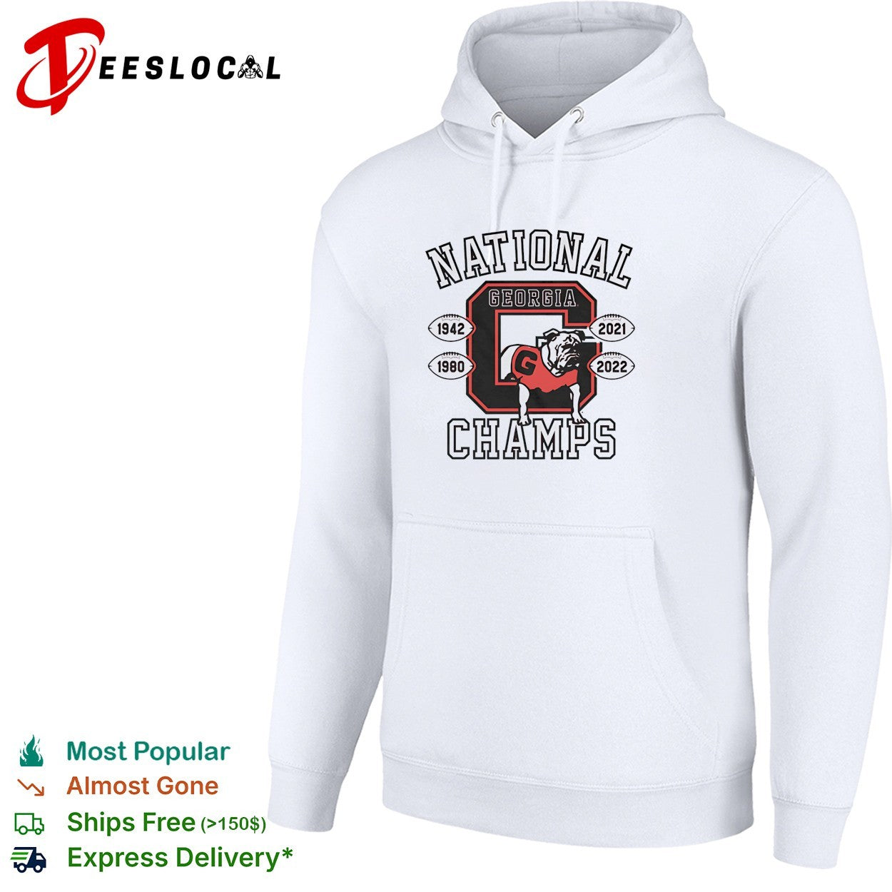 Georgia Bulldogs national champs 1942 1980 2021 2022 bulldog mascot shirt