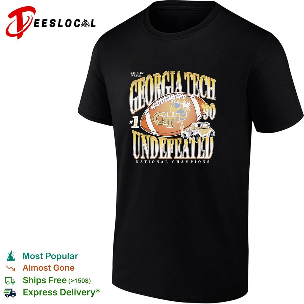 Georgia Tech Yellow Jackets Ramblin’ Wreck 1990 undefeated national champions shirt