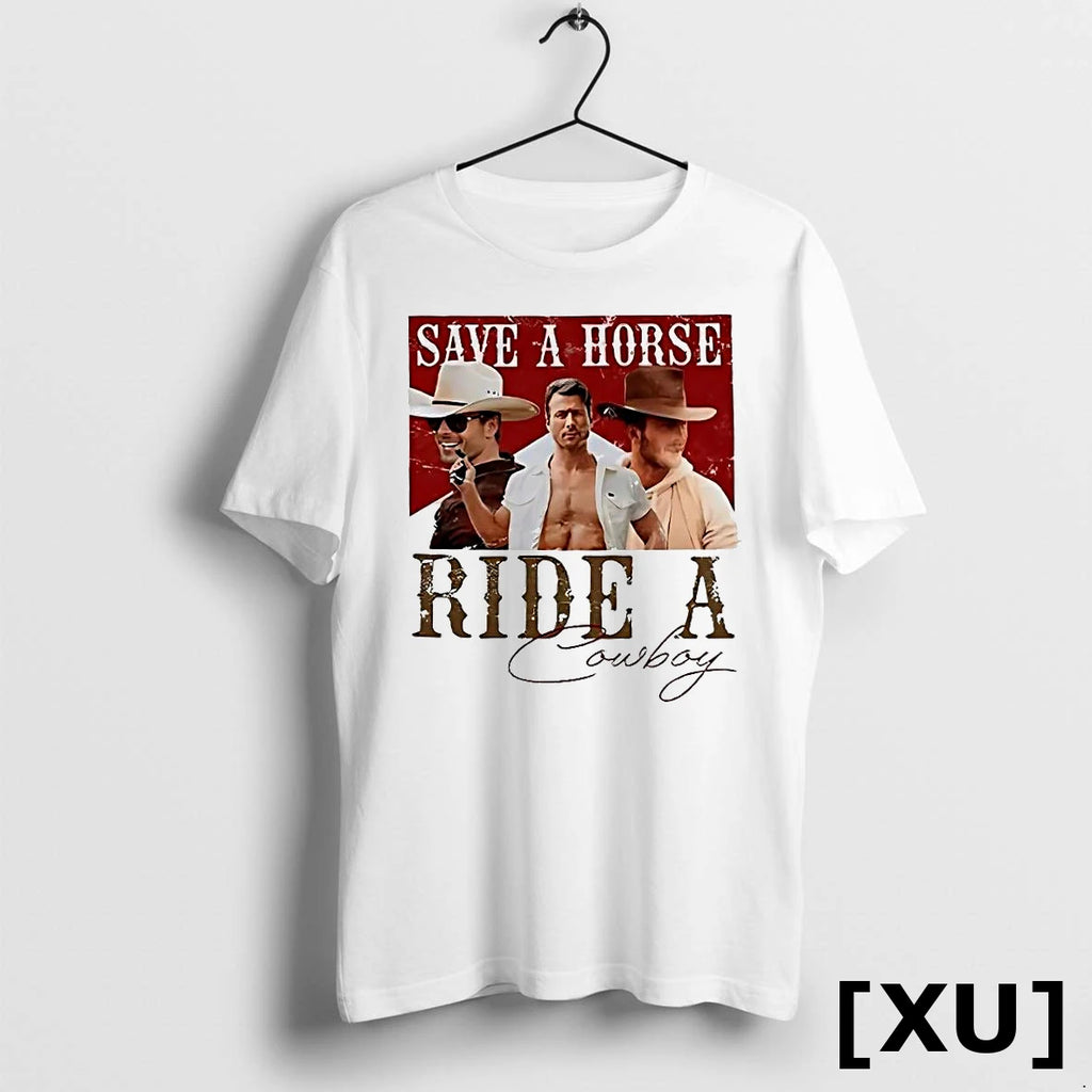 Glen Powell Save A Horse Ride A Cowboy Marlboro Parody Tshirts Sweater
