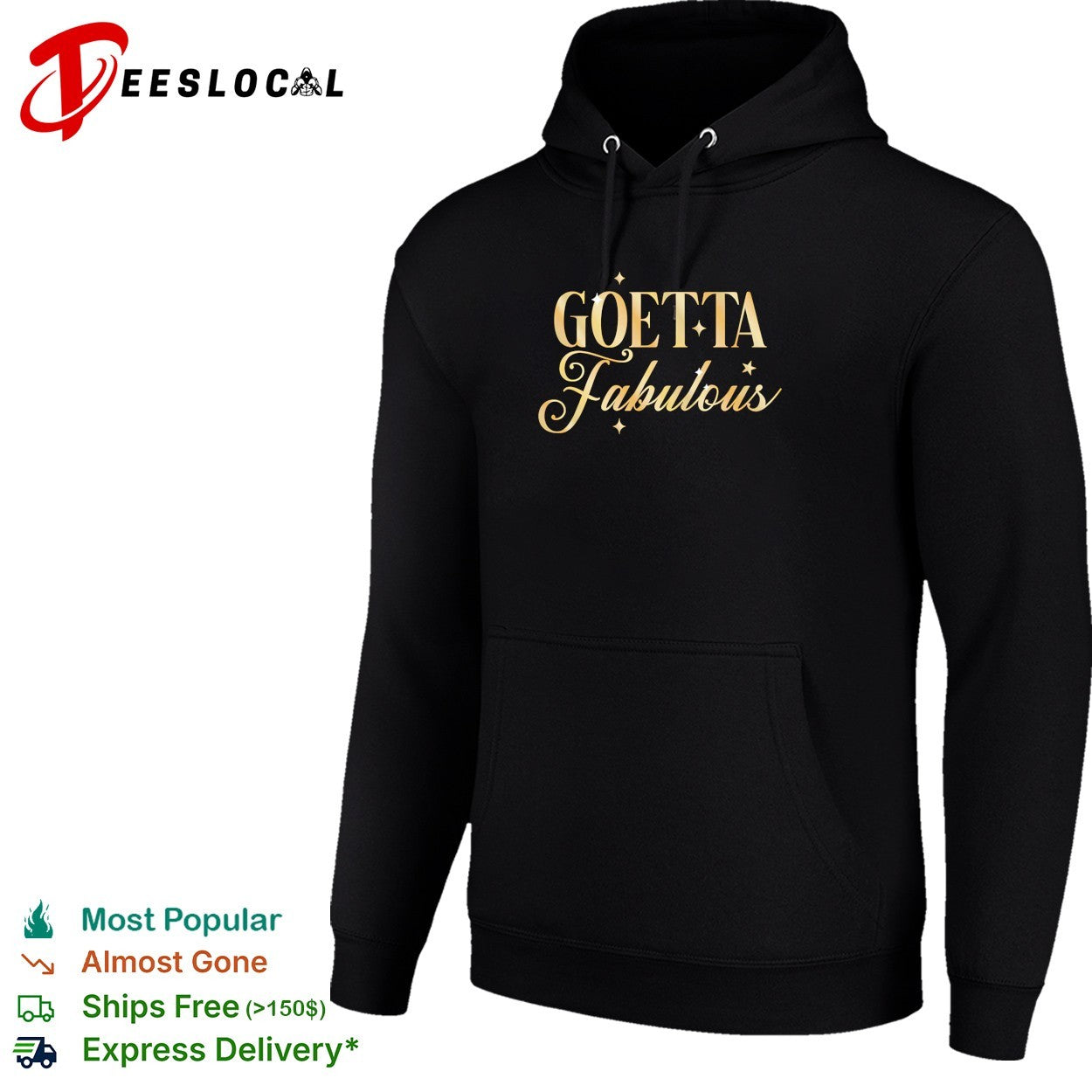 Goetta fabulous gold glitter cursive lettering with sparkling twinkling stars shirt