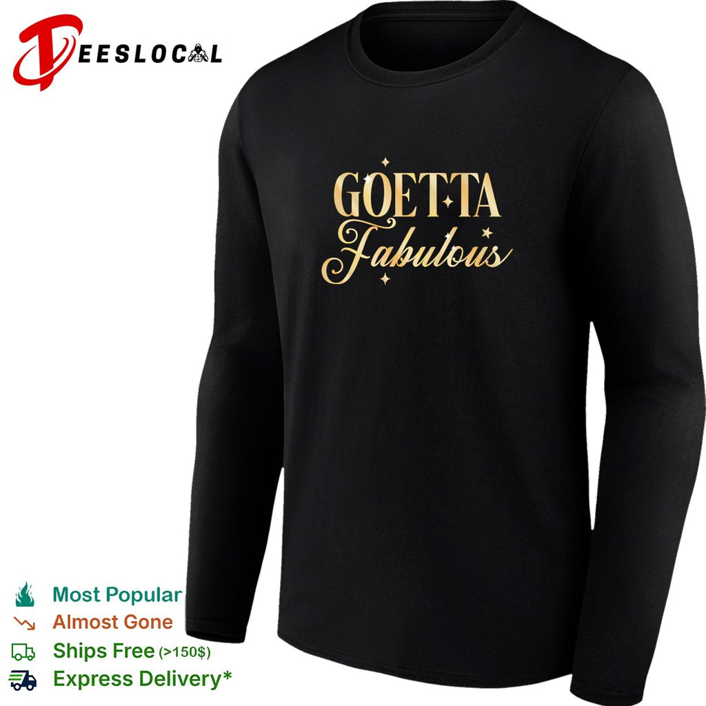 Goetta fabulous gold glitter cursive lettering with sparkling twinkling stars shirt