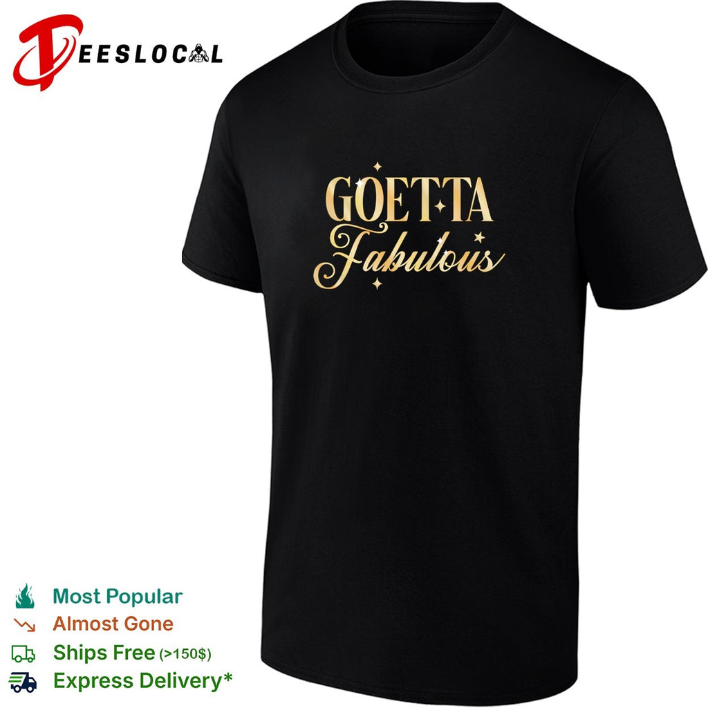 Goetta fabulous gold glitter cursive lettering with sparkling twinkling stars shirt