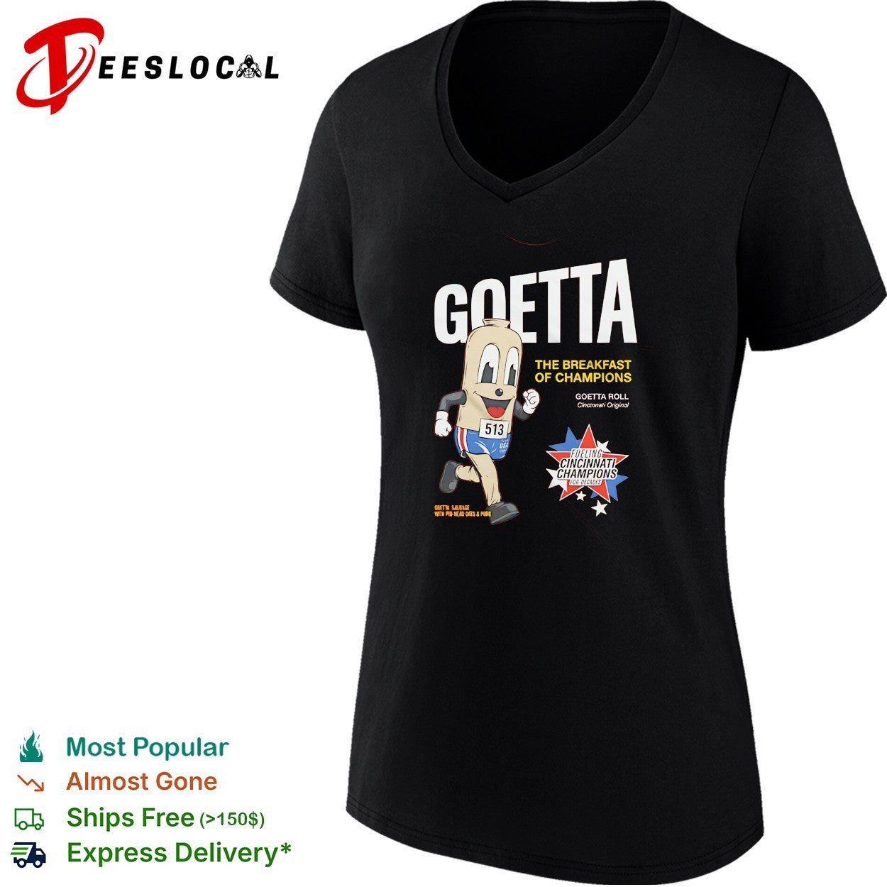 Goetta mascot running marathon race bib 513 breakfast of champions cincinnati shirt