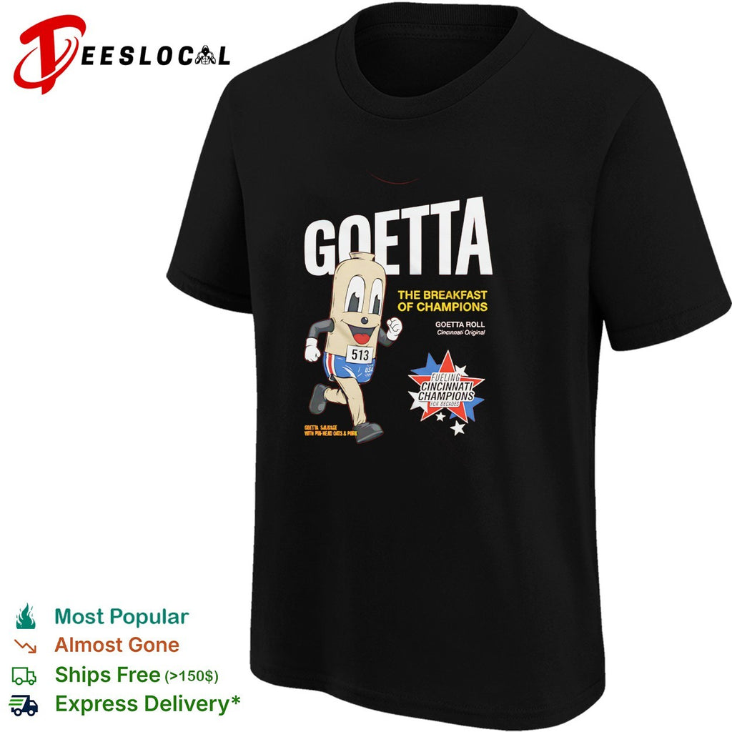 Goetta mascot running marathon race bib 513 breakfast of champions cincinnati shirt