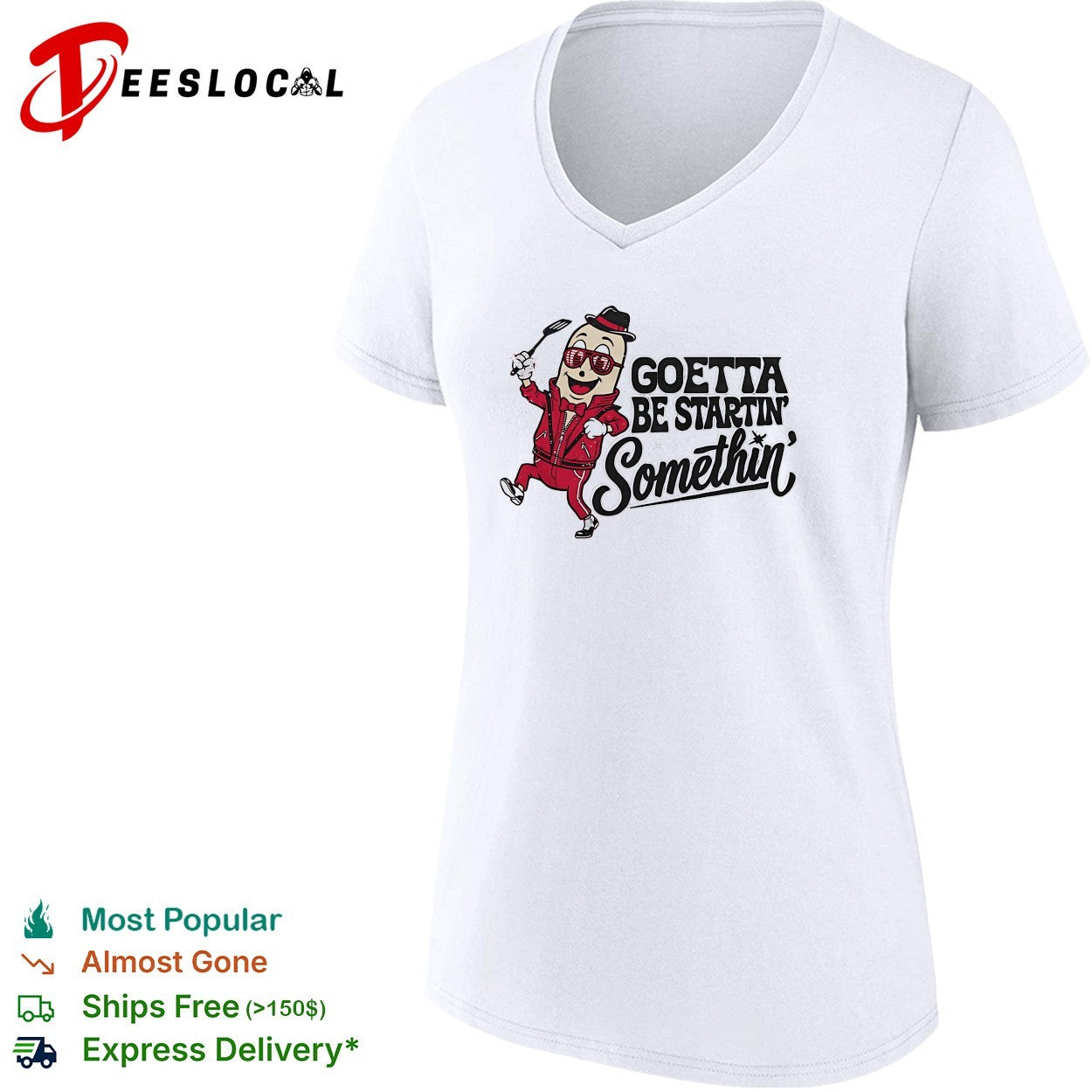Goetta mascot wearing hat and sunglasses dancing goetta be startin somethin shirt
