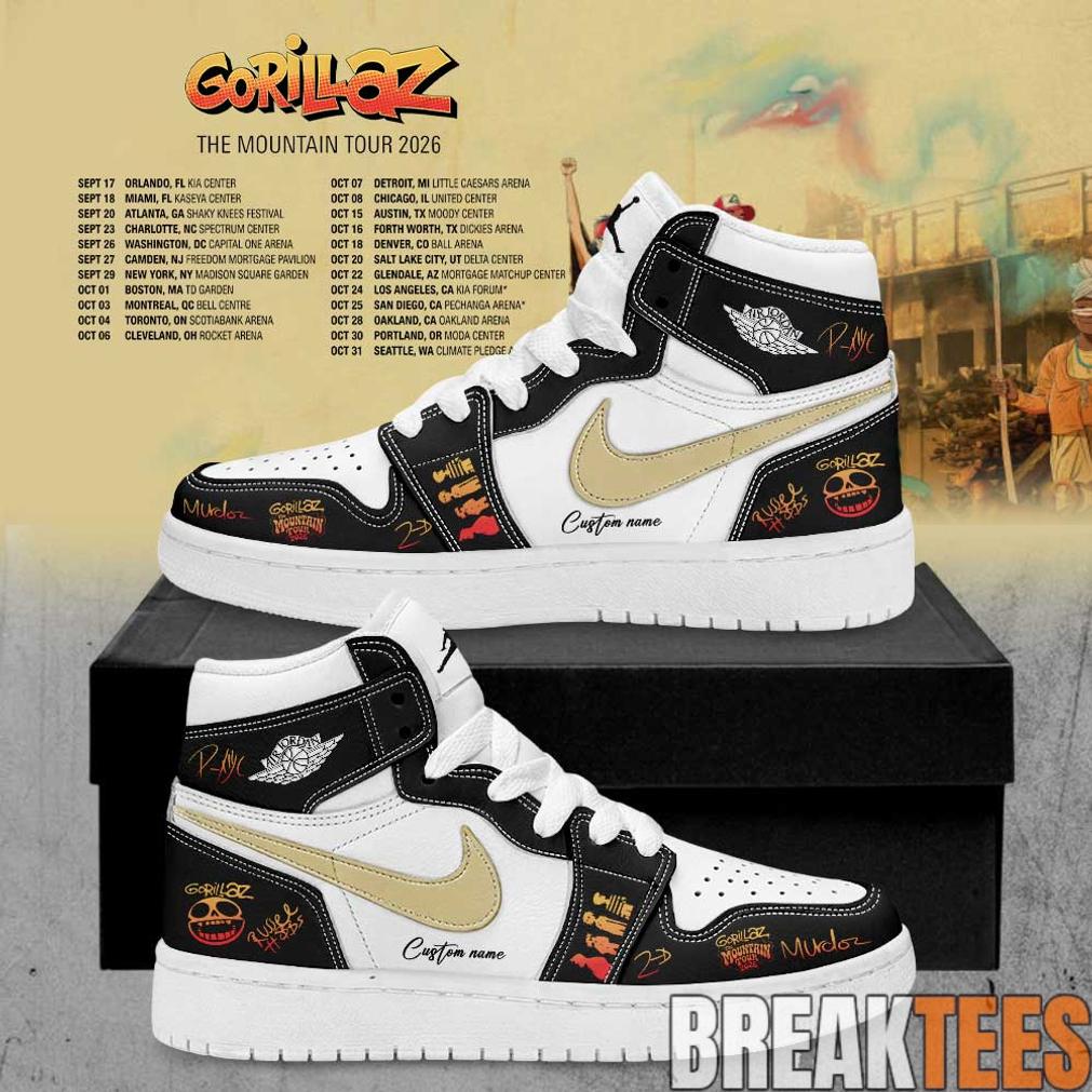 Gorillaz The Mountain Tour 2026 Signature Custom AJ1 Shoes