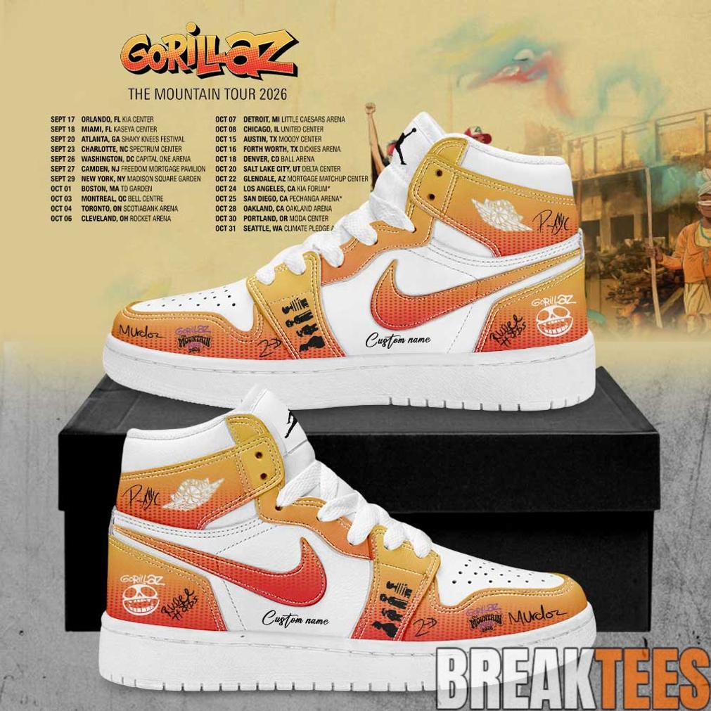 Gorillaz The Mountain Tour 2026 Signature Custom AJ1 Shoes