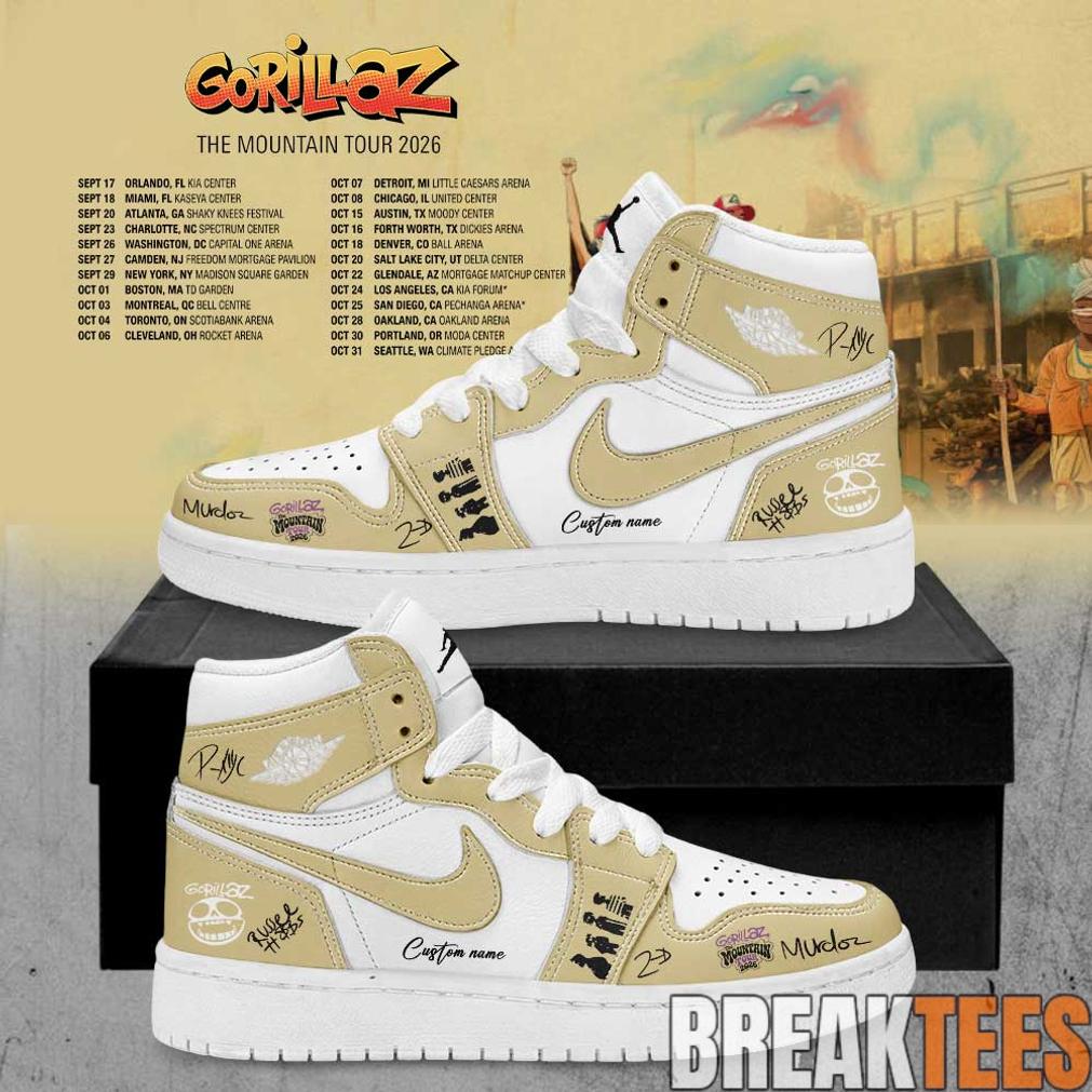 Gorillaz The Mountain Tour 2026 Signature Custom AJ1 Shoes