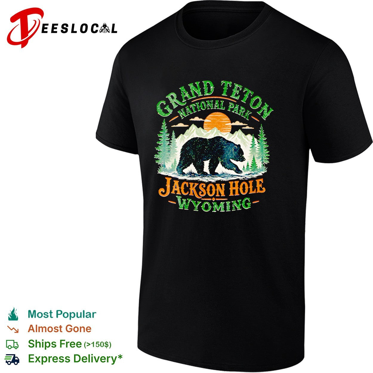 Grand Teton National Park bear walking beneath mountains Jackson Hole Wyoming shirt