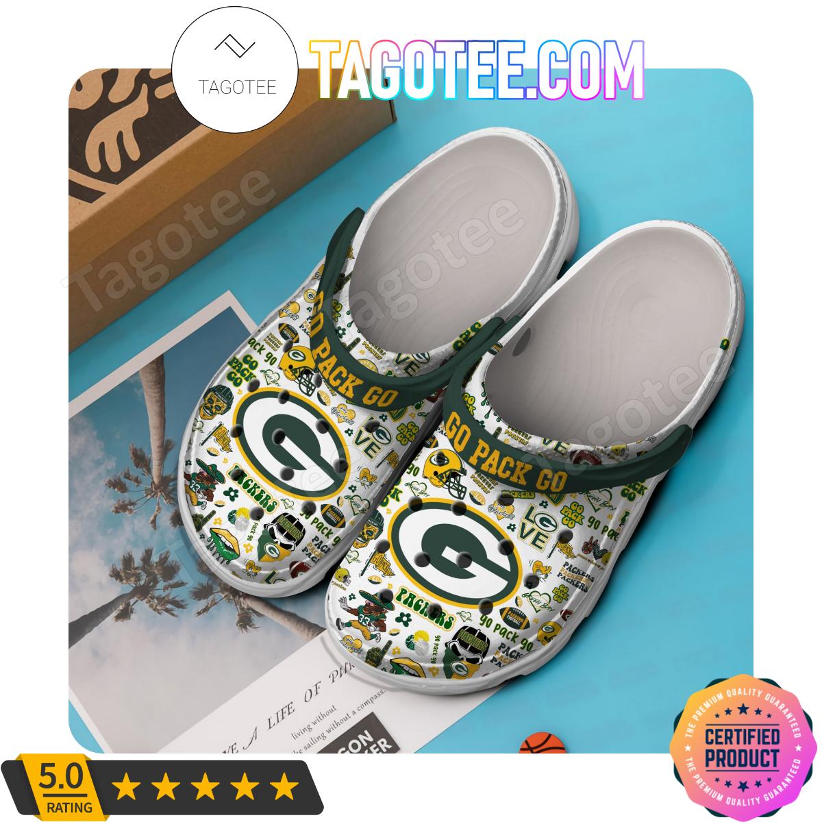 Green Bay Packers Go Pack Go Football Crocs Clogs