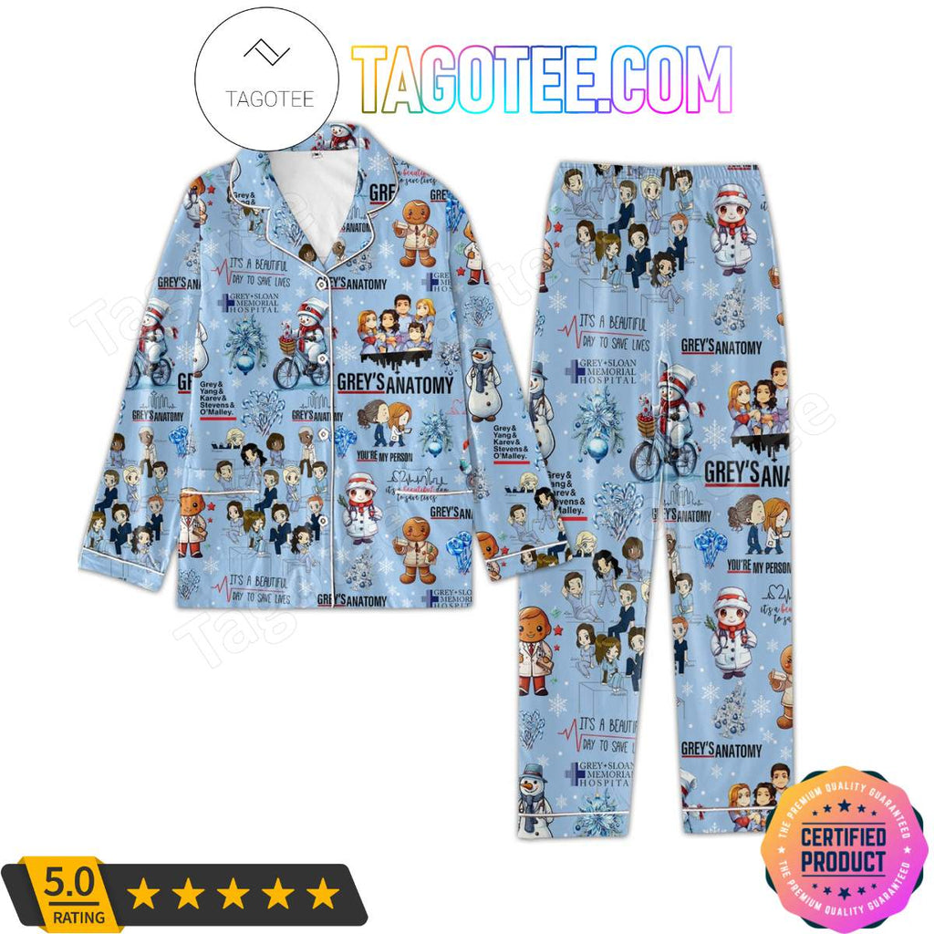 Grey’s Anatomy Christmas Shirt Pant PJ Pajamas Set