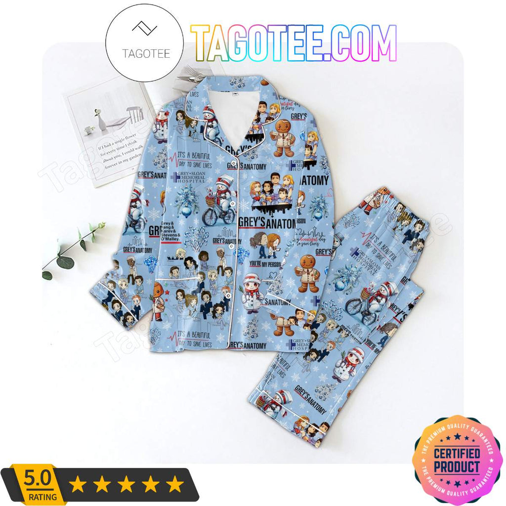 Grey’s Anatomy Christmas Shirt Pant PJ Pajamas Set