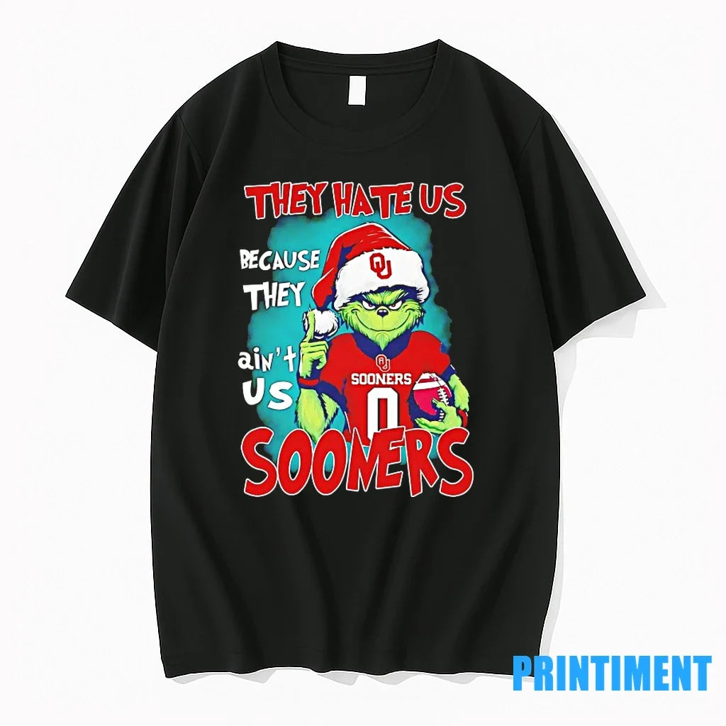 Grinch They Hate Us Because They Aint Us Oklahoma Sooners Christmas Tshirts Sweater Unisex , , , Long Sleeve Tee