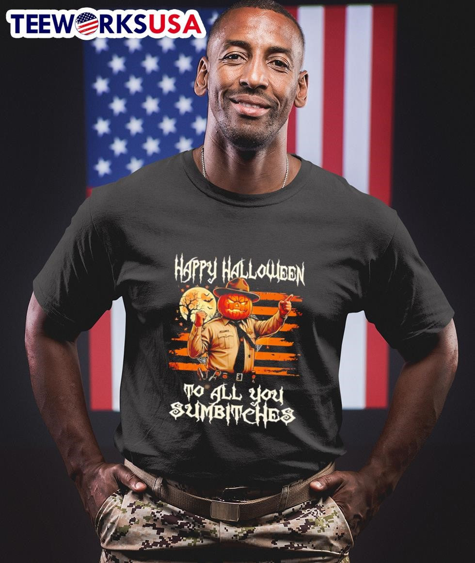 Happy Halloween To All You Sumbitches Pumpkin Head Sheriff Shirt