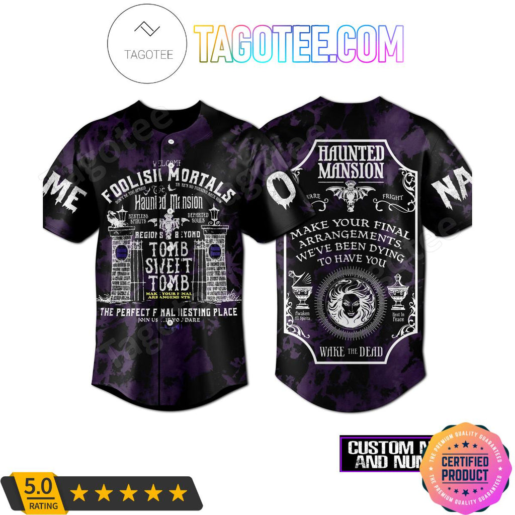 Haunted Mansion Foolish Mortals Personalized Baseball Jersey