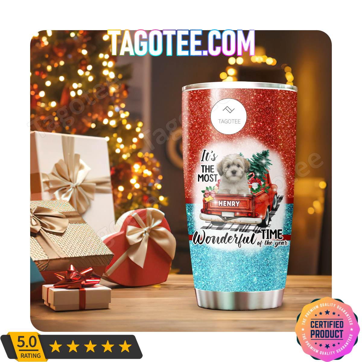 Havanese Dog Merry Christmas Holiday Most Wonderful Time Of The Year Tumbler