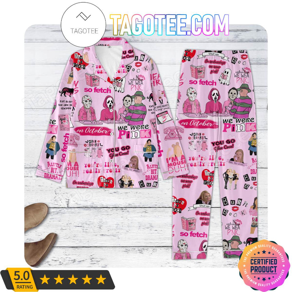 Horror Characters We Wear Pink On October Pajama Sets Sleepwear