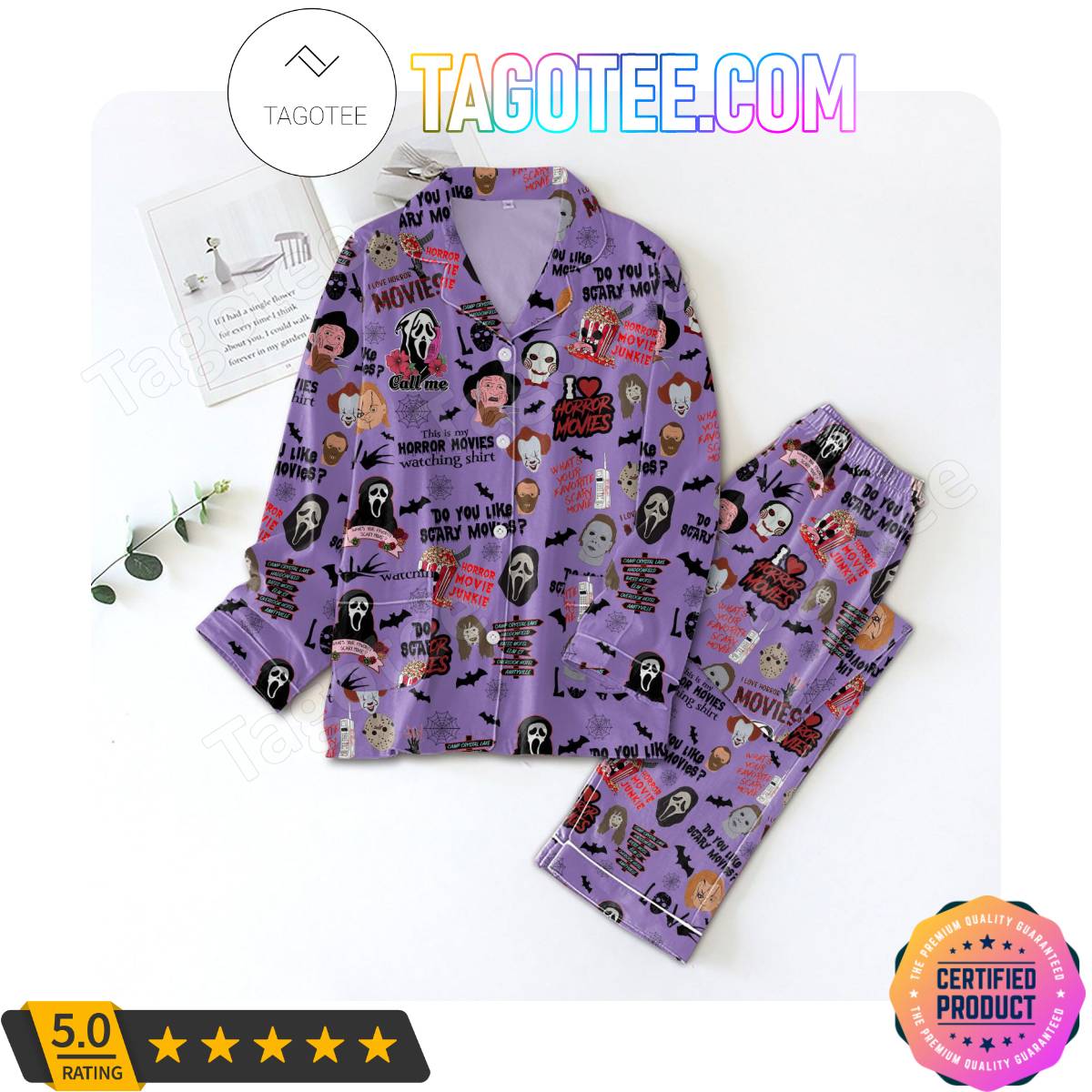 Horror Movies Pattern Pajama Sets Sleepwear