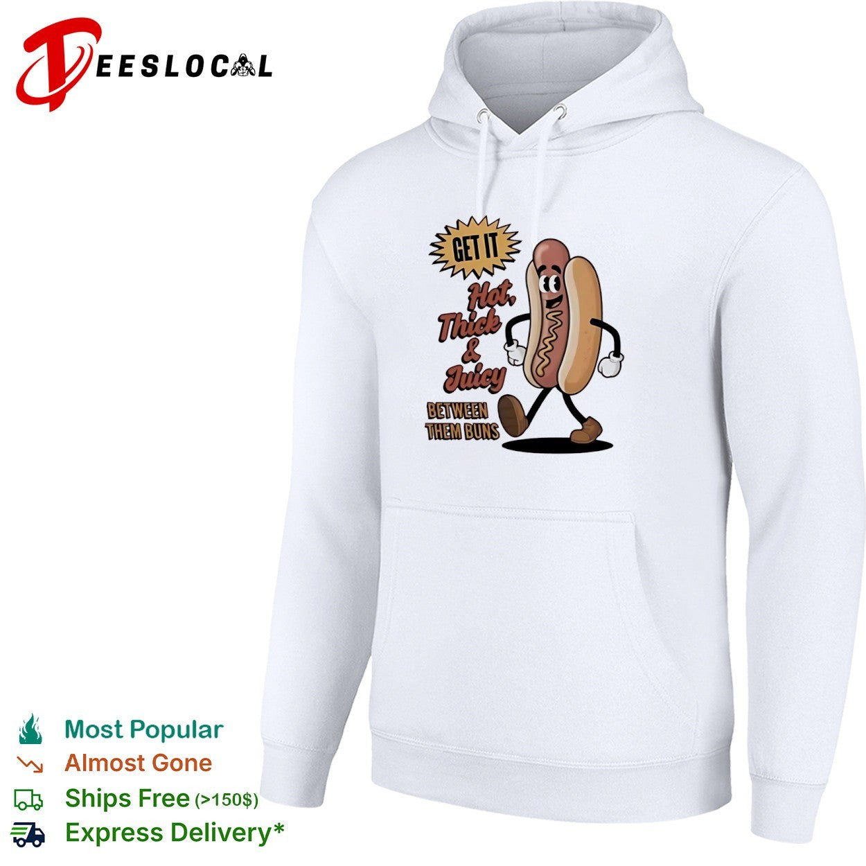 Thick and Juicy Between Them Buns Hot Dog Cartoon shirt