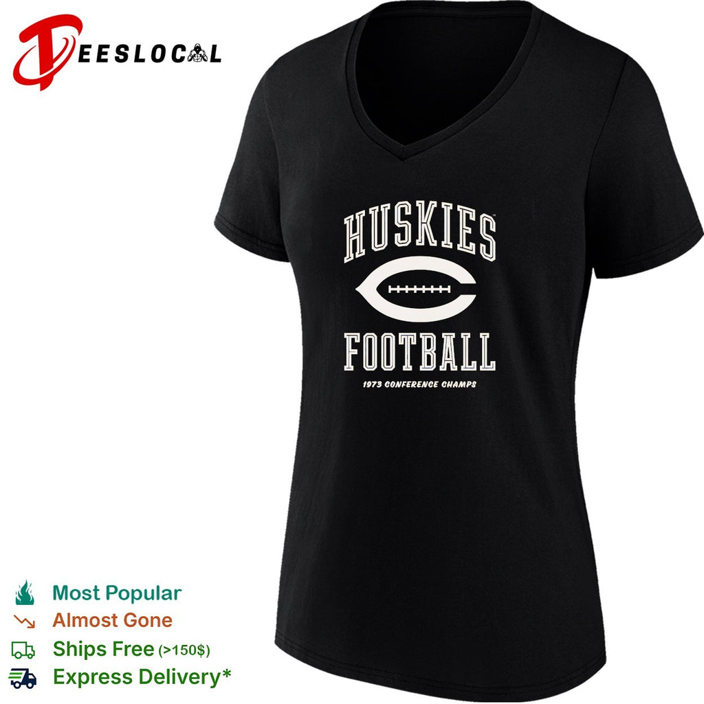 Huskies football 1973 conference champs vintage retro varsity badge shirt